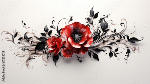 abstract floral background love tattoo isolated on white background