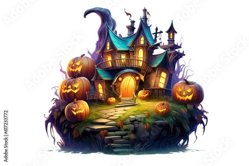 halloween pumpkin on a house © Man888