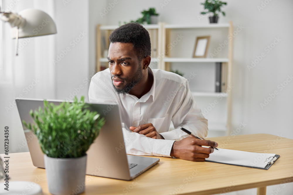 man job education computer online laptop office african student american freelance freelancer