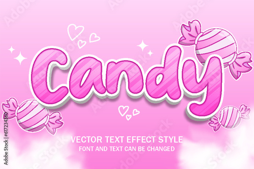 candy pink cute sweet food logo typography editable text effect cartoon style template background design