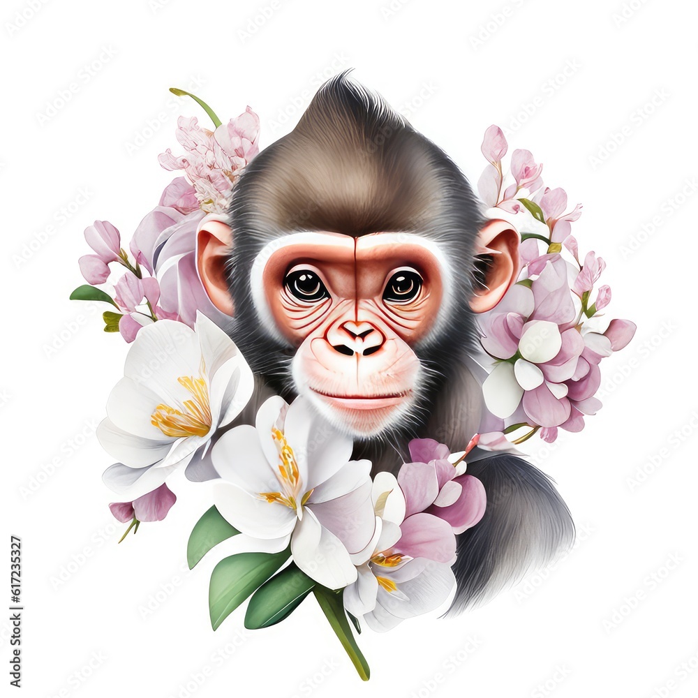 Obraz premium Chimpanzee-watercolor-clipart