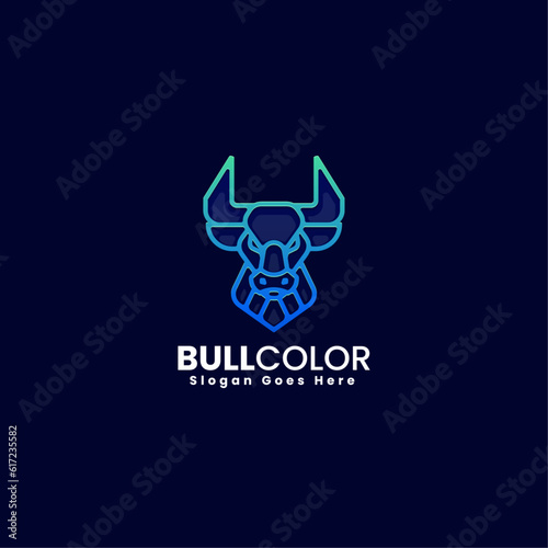 Vector Logo Illustration Bull Gradient Colorful Style