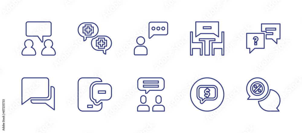Conversation line icon set. Editable stroke. Vector illustration. Containing conversation, talk, mobile.