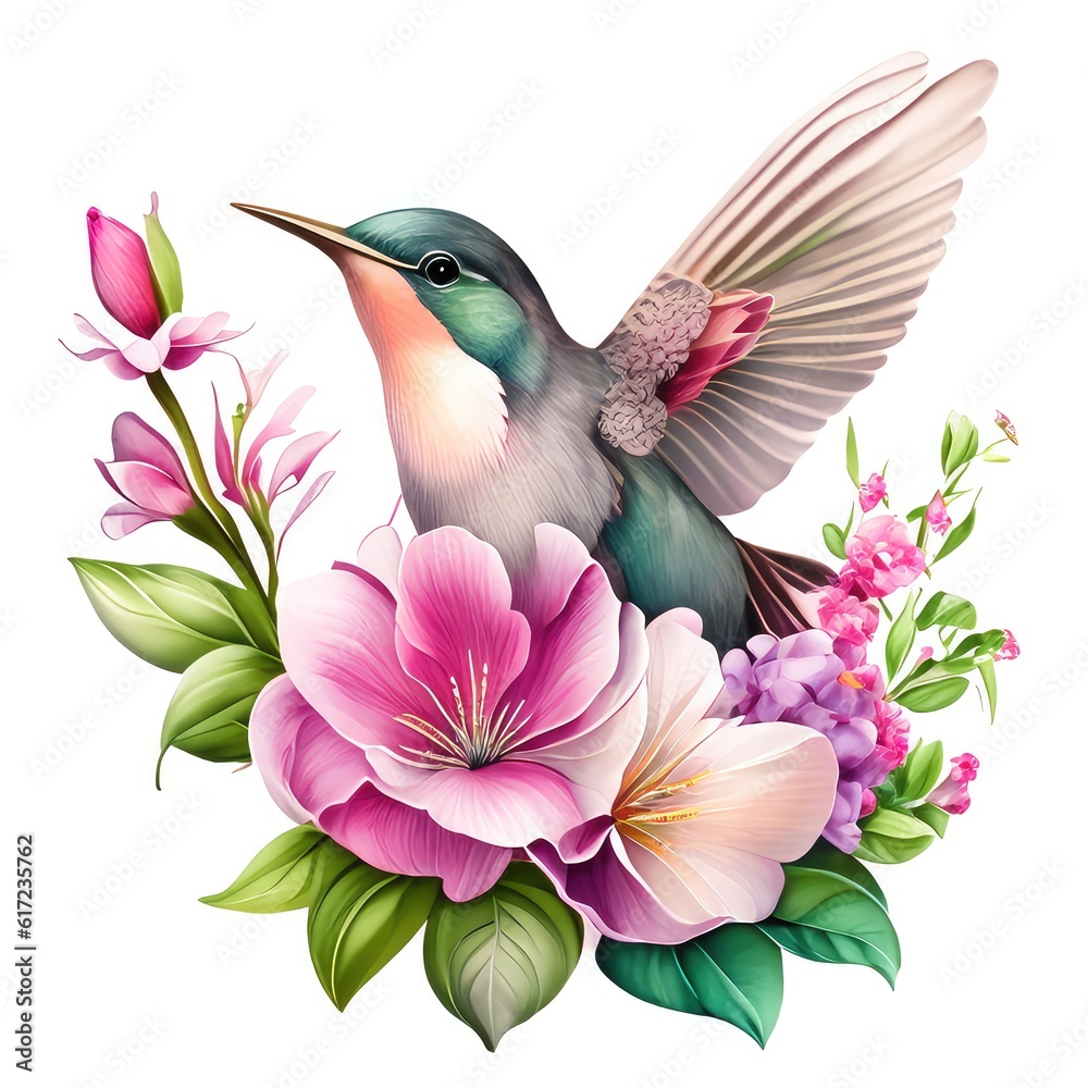 Obraz premium hummingbird and flowers