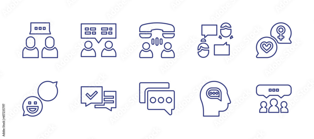 Conversation line icon set. Editable stroke. Vector illustration. Containing conversation, talk, lets talk, talking.