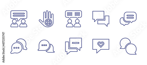 Conversation line icon set. Editable stroke. Vector illustration. Containing talking, say no, consultant, speech bubble, chat, chat box.