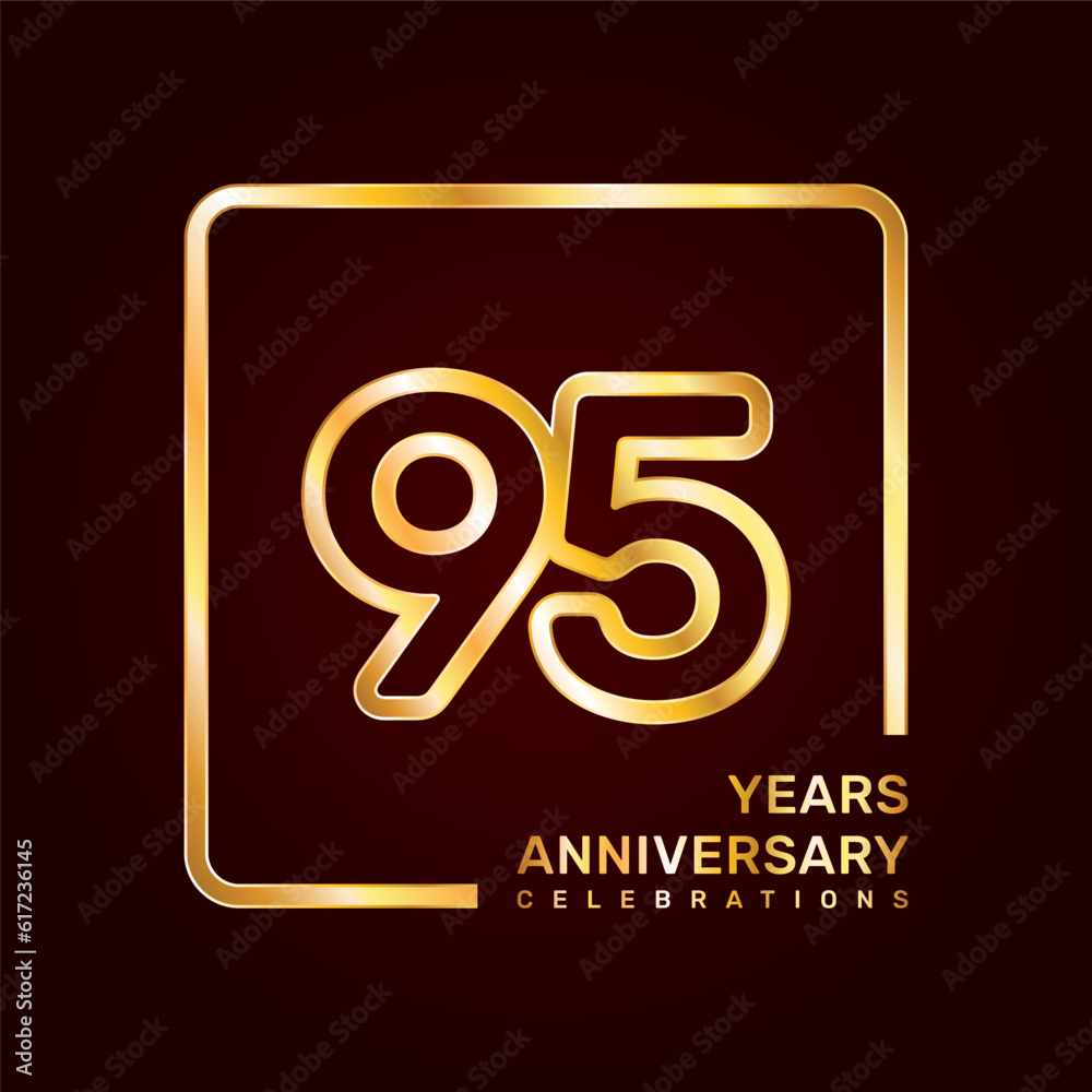 95th anniversary template design with double line numbers in gold color, vector template 95th anniversary template design with double line numbers in gold color, vector template