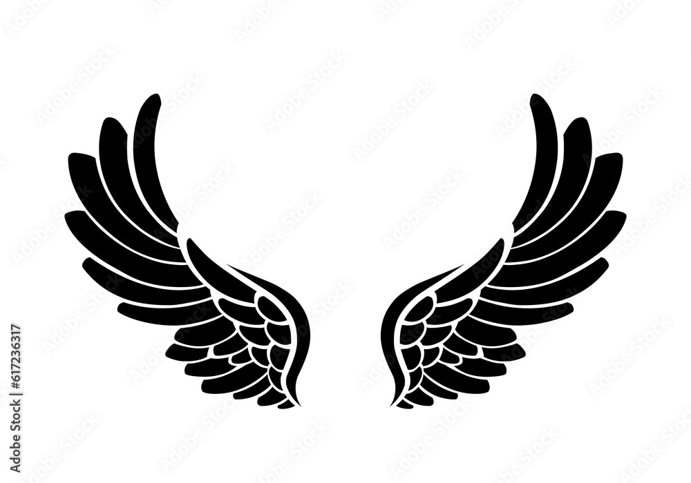 Fototapeta premium vector silhouette angel wings logo