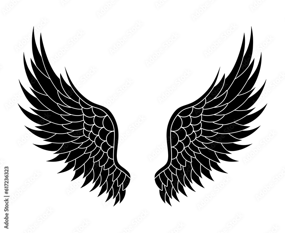 Obraz premium vector silhouette angel wings logo
