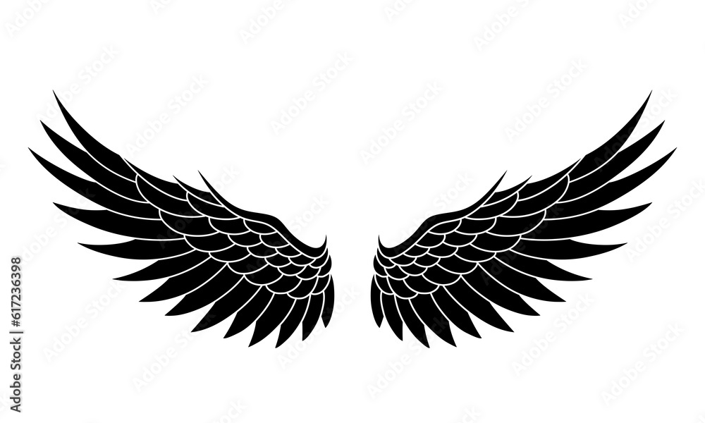 Obraz premium vector silhouette angel wings logo