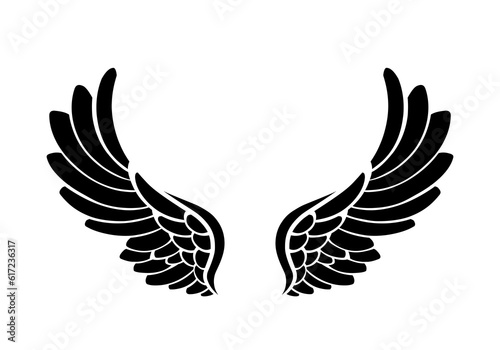 vector silhouette angel wings logo