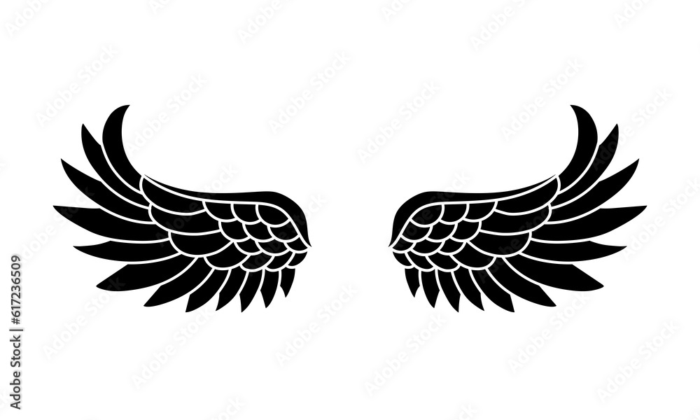 Obraz premium vector silhouette angel wings logo