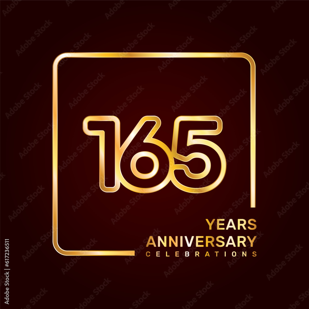 165th anniversary template design with double line numbers in gold color, vector template 165th anniversary template design with double line numbers in gold color, vector template
