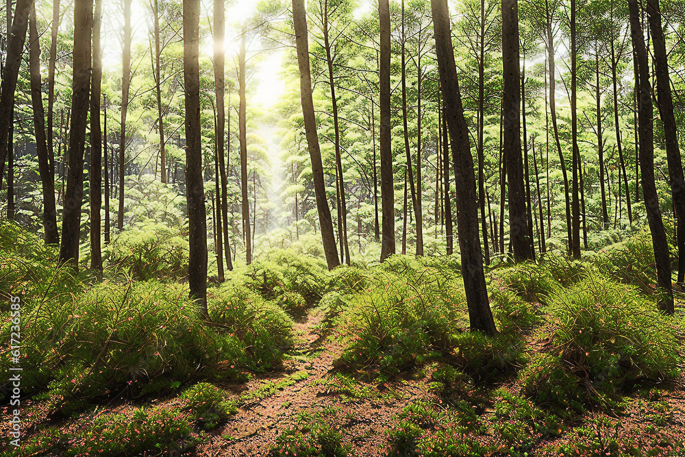 Obraz premium forest, tree, nature, green, landscape, wood, jungle, natural