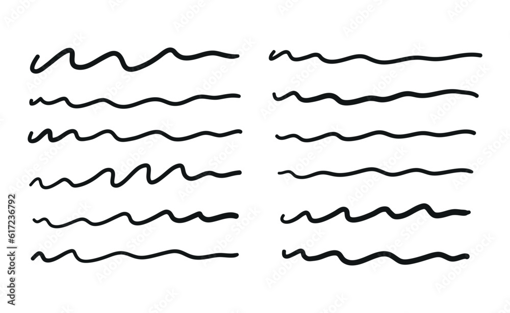 Set of bold pen scribble lines, vector hand drawn brush stripes, pencil underline, marker wavy strokes collection. Doodle illustration isolated on white background. Set of bold pen scribble lines, vector hand drawn brush stripes, pencil underline, marker wavy strokes collection. Doodle illustration isolated on white background.