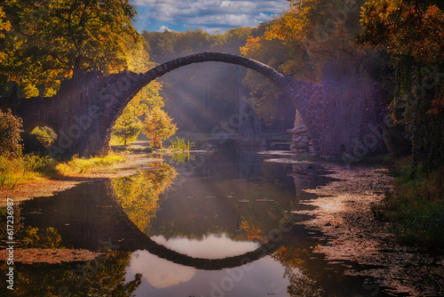 Rakotzbr  cke - Devil s Bridge -  Kromlau - Rhododendron Park - Mystisch - Teufelsbr  cke - Spiegelung -  Saxony - Germany - Autumn - Reflection -  Water - Amazing - Arch