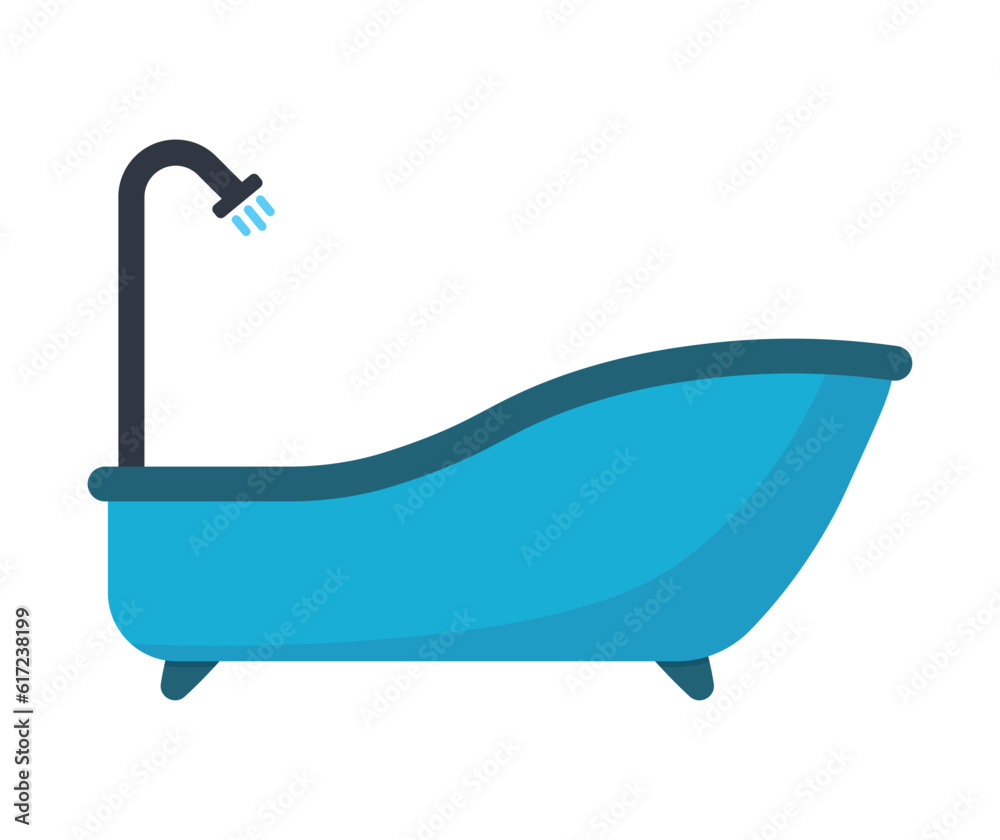 Bathup with Shower Icon Vector for Bathroom Furniture Element Interior Decoration Bathup with Shower Icon Vector for Bathroom Furniture Element Interior Decoration