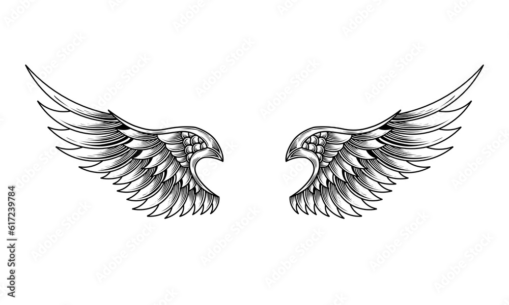 Obraz premium vector angel wings tribal tattoo