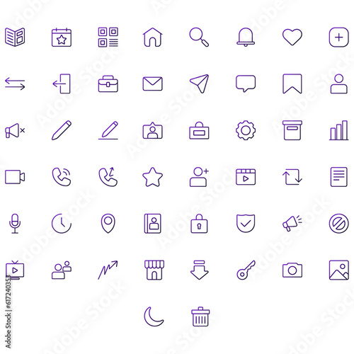 Vector of Social Media 1 Icon Set Thin Gradient. Perfect for user interface, new application.