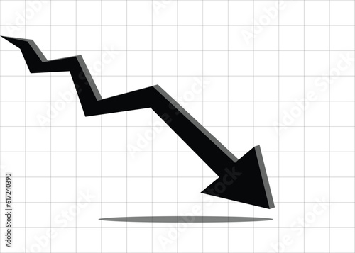 big arrow down a big loss recession