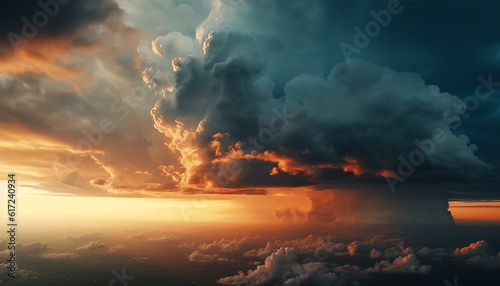 Dramatic sky, beauty in nature, heaven canvas generated by AI