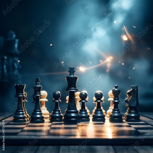 chess competition Concept of Strategy business ideas, chess battle, business strategy concept.3d rendering ai generated