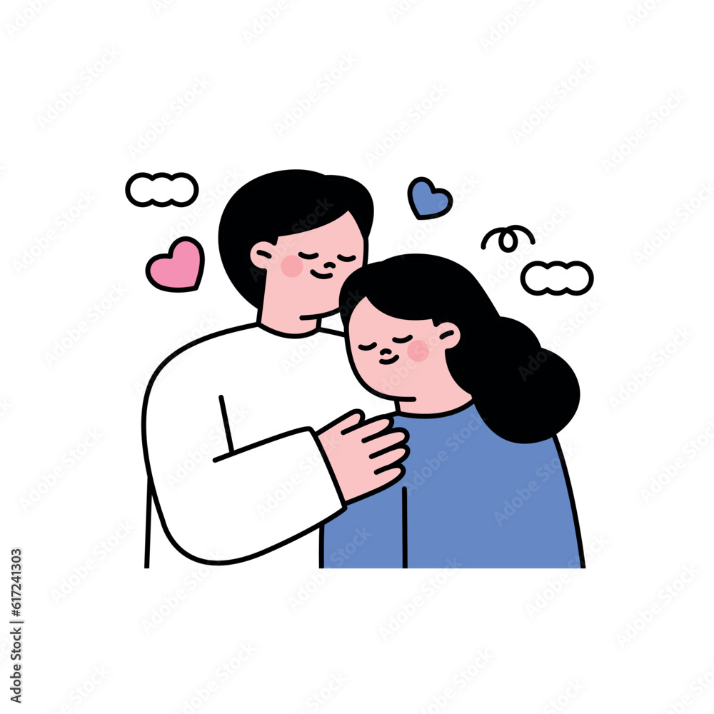 Two people are comforting each other. outline simple vector illustration. Two people are comforting each other. outline simple vector illustration.
