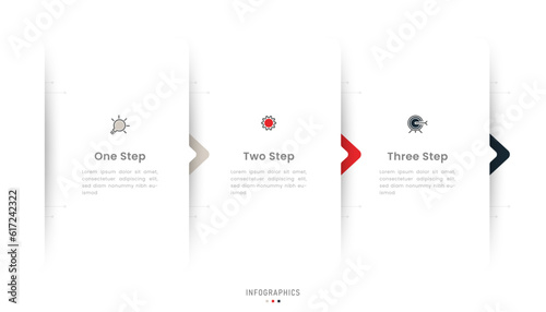 Vector Infographic label design template with icons and 3 options or steps. Can be used for process diagram, presentations, workflow layout, banner, flow chart, info graph.