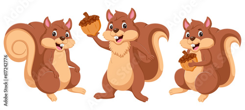 Cute squirrel cartoon collection set. Vector illustration © bahtiarmaulana