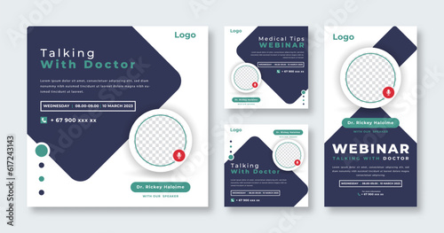 Medical Webinar Social Media Post for Online Marketing Promotion Banner, Story and Web Internet Ads Flyer