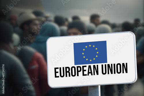 Eine Gruppe von Migranten in der Europäischen Union EU photo