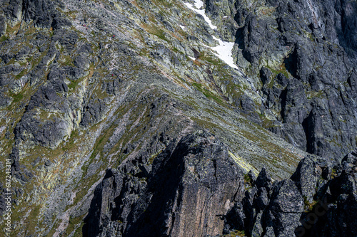 An outstanding mountain landscape of the High Tatras. The Lomnicka Pass, Lomnicke Sedlo, Slovakia. photo
