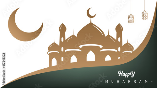 elegant minimalist islamic wallpaper poster banner template design for muharram islamic new year hijri celebration