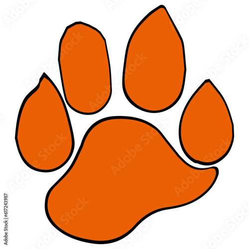 Tiger paw clipart icon vector flat design on transparent background, animal isolated clipping path element
