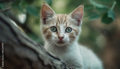 Cute kitten sitting in grass, staring playfully generated by AI © Jeronimo Ramos