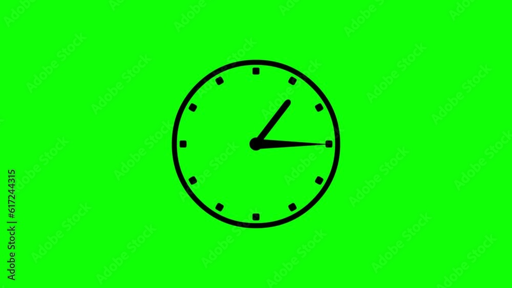 12 hours running clock motion graphics with green screen background 12 hours running clock motion graphics with green screen background