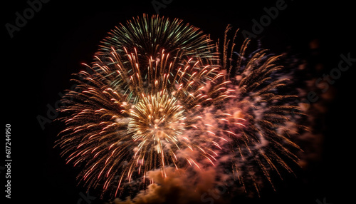 Vibrant colors exploding in a firework display generated by AI