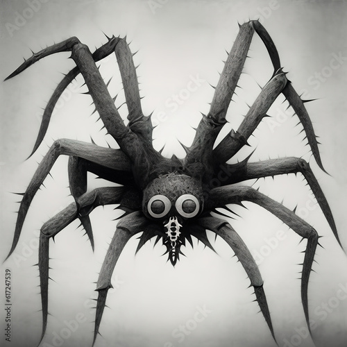 Funny spider with large comic eyes, staring at you photo