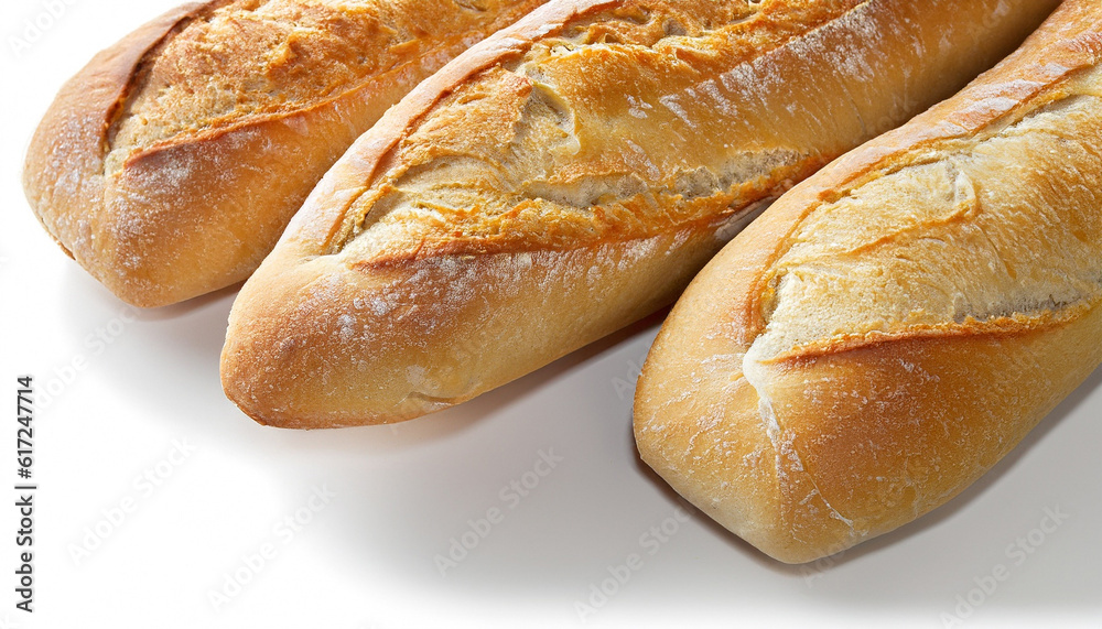 Baguette bread - French bread / white background