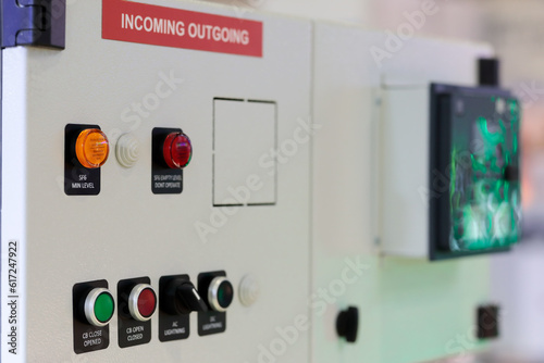 enclosure with electrical control panel close up
