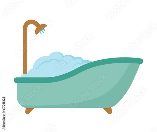 Aesthetic Bathup with Shower Icon Vector for Bathroom Furniture Element Interior Decoration