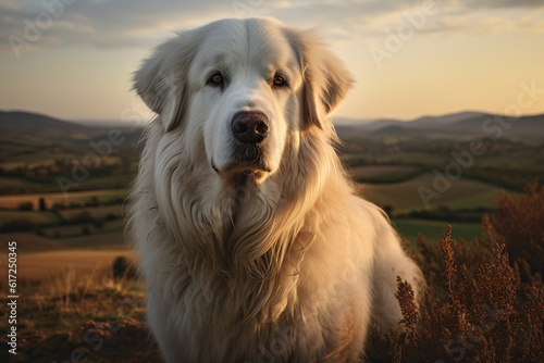 Guardian of the Pastures: Close-up of Majestic Maremma on the Farm