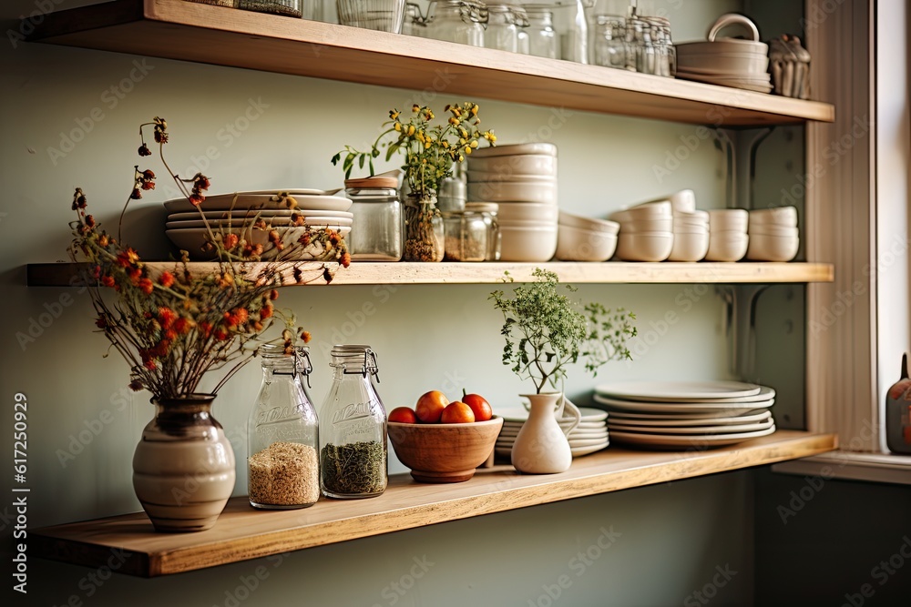 Kitchen Shelves Culinary Creations - AI Generated