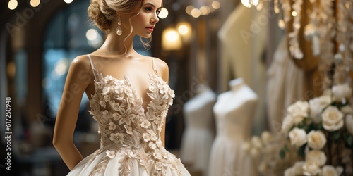 Wedding Boutique Showcase: Bridal Wear Mannequin - AI Generated photo