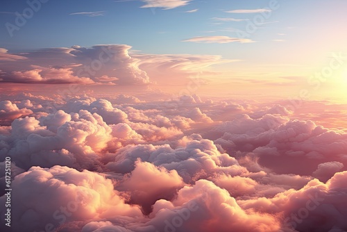 Serene Dawn with Pastel Fluffy Clouds - AI Generated © dasom