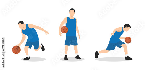 Basketball player. Group of 3 different basketball players in different playing positions.