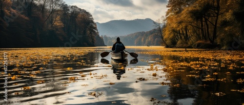 kayak on the lake autumn