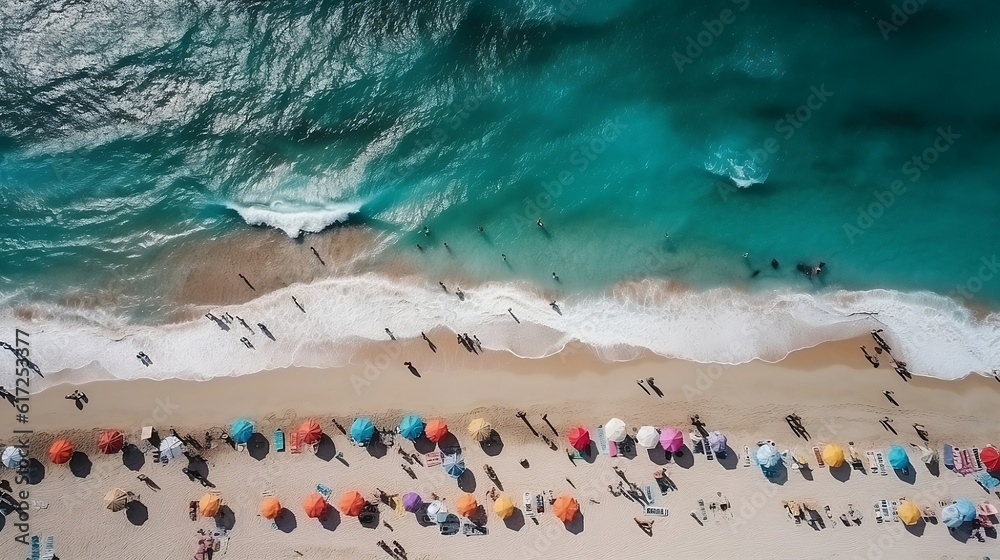 Aerial view of beautiful beach. Generative AI