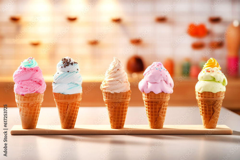 Diet Ice Cream Assortment In In Waffle Cones Ice Cream Cafe Summer diet-ice-cream-assortment-in-in-waffle-cones-ice-cream-cafe-summer