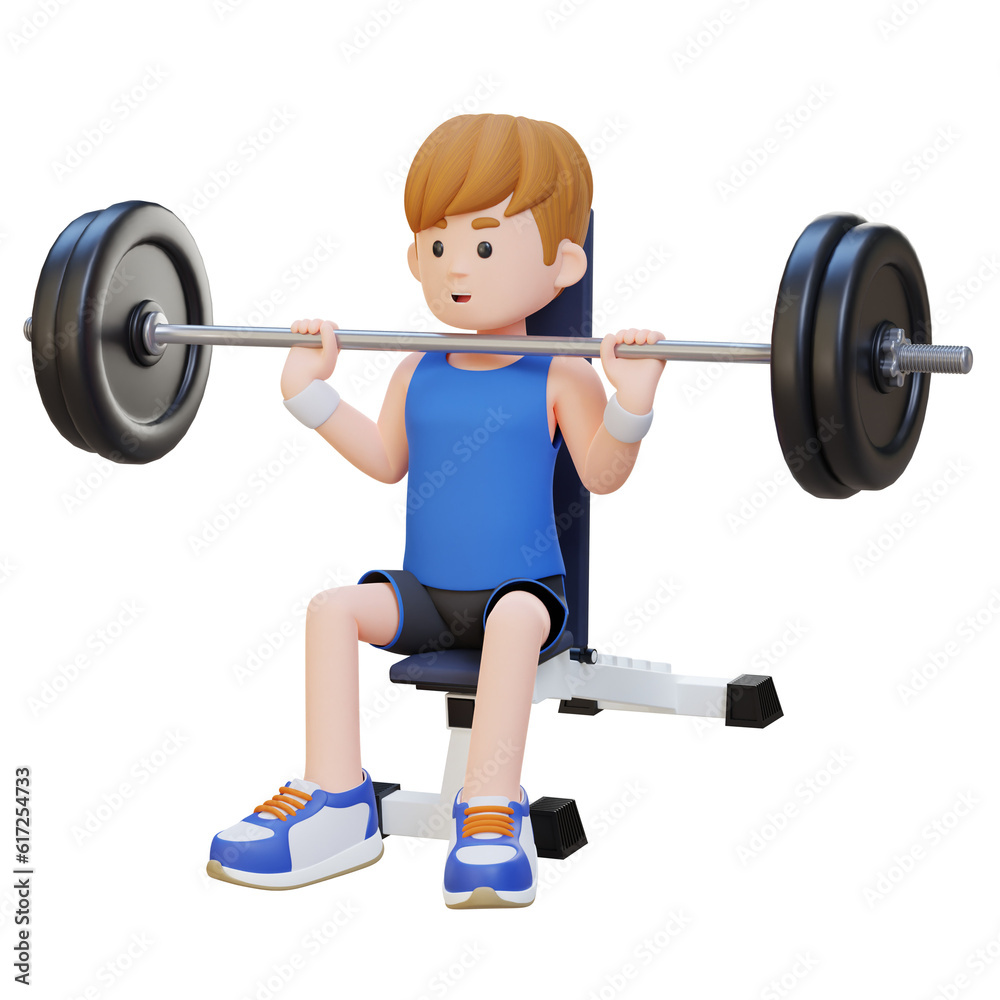 3D Sportsman Character Building Upper Body Strength with Overhead Bench Press Workout 3D Sportsman Character Building Upper Body Strength with Overhead Bench Press Workout